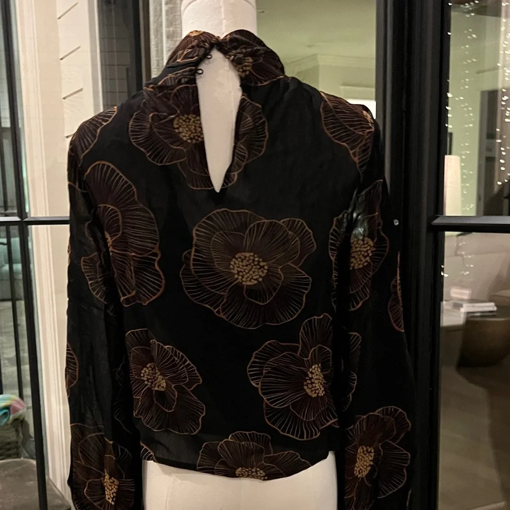 FARM Rio Black and Brown Floral Blouse - Picture 3 of 6